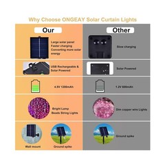 300LED Solar Curtain Lights Outdoor Indoor 8 Modes Solar Fairy Curt… Fast Ship
