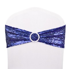50Pcs Sequin Chair Sashes Spandex Glitter Chair Bows Bands Wedding Banquet Decor