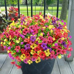 14 Bundle UV Resistant Artificial Outdoor Flowers Realistic Faux Planter Porch