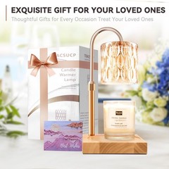 Candle Warmer Lamp with 3 Bulbs, Adjustable Height Dimmable 1pack, Amber