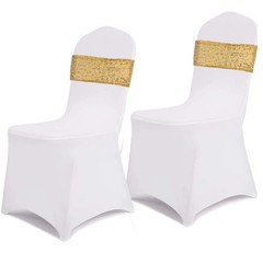SquarePie Sequin Chair Sashes Bands 30PCS Gold Glitter Decorative 30,