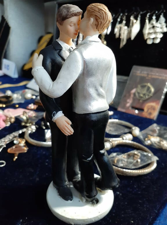 «Romance» Gay Two Grooms Tuxedo True Real Love Wedding Cake Topper Figurine NEW