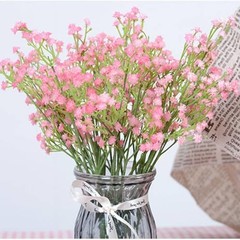 Pink Babys Breath Artificial Flowers 12Pcs Real Touch Faux Gypsophila Wedding