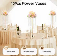 10-Pieces 21.9″ Wedding Centerpieces Flower Vases Gold Metal Decoration
