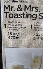 Libbey Mr & Mrs Toasting Set of 2 Glass Mug 16oz Flute 7.25oz w Box Wedding Gift
