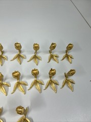 VTG Texte turned Gold Tone Metal Tulip Name Place Card Holders Set Of 18