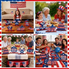 8 Pack 250th Anniversary Patriotic Table Centerpiece – 4th of July Decor, Red Wh