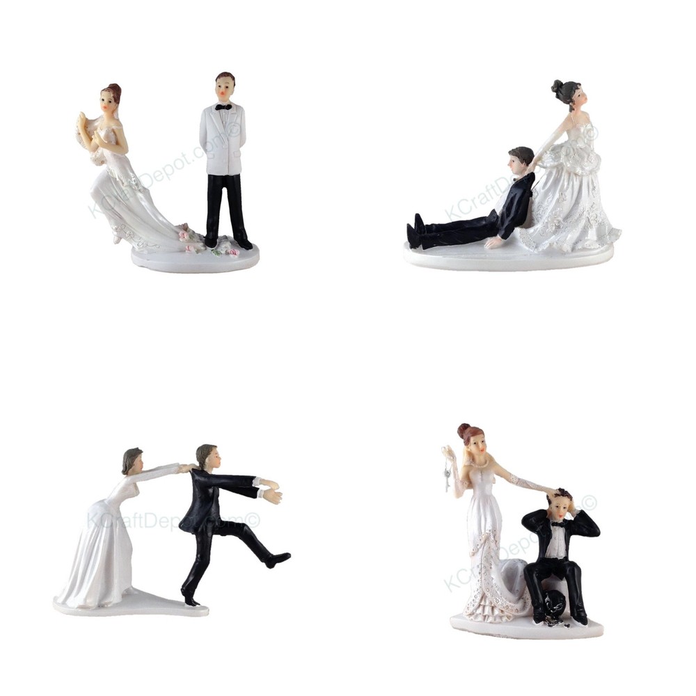 Funny Polyresin Figurine Wedding Cake Toppers Bride Groom Humor Marriage Favor