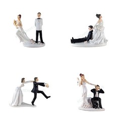 Funny Polyresin Figurine Wedding Cake Toppers Bride Groom Humor Marriage Favor