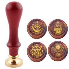 Mystical Drawing Wax Seal Set, 4 Removable Wax Seal Stamp Brass Head 1 Handle