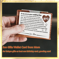 Son Wedding Gifts from Mom, Engraved Wallet Card Insert for Son on His Wedding D