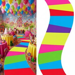 118 x 39 Inches Candy Party Decorations Colorful Polyester Carpet Aisle Runne…