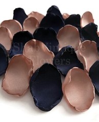 Navy Blue and Rose Gold mix of 50 Flower Petals, Wedding Aisle Decorations