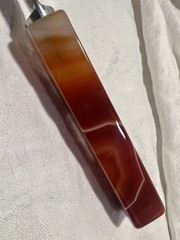 12-3/4” Long Wedding Cake Knife w Banded Carnelian Agate Handle Red/Orange