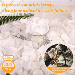 300 PCS Real White Rose Petals for Wedding, 2.82oz Fresh Rose Petals for Flower