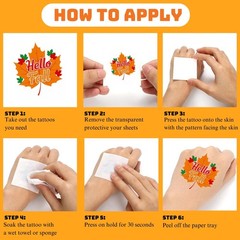 50 PCS Fall Autumn Temporary Tattoos for Kids, Thanksgiving Themed Tattoos fo…