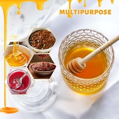 Clear Crystal Honey Pot with Dipper and Lid,Glass Jar Hexagon