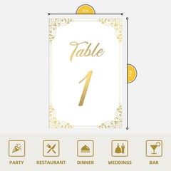 Gold Wedding Table Numbers 1-30 – Double Sided Foil 4×6 inches,