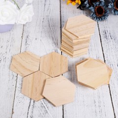 Hexagon Wood Shapes Smooth Surface Slices Holiday Decorations Board