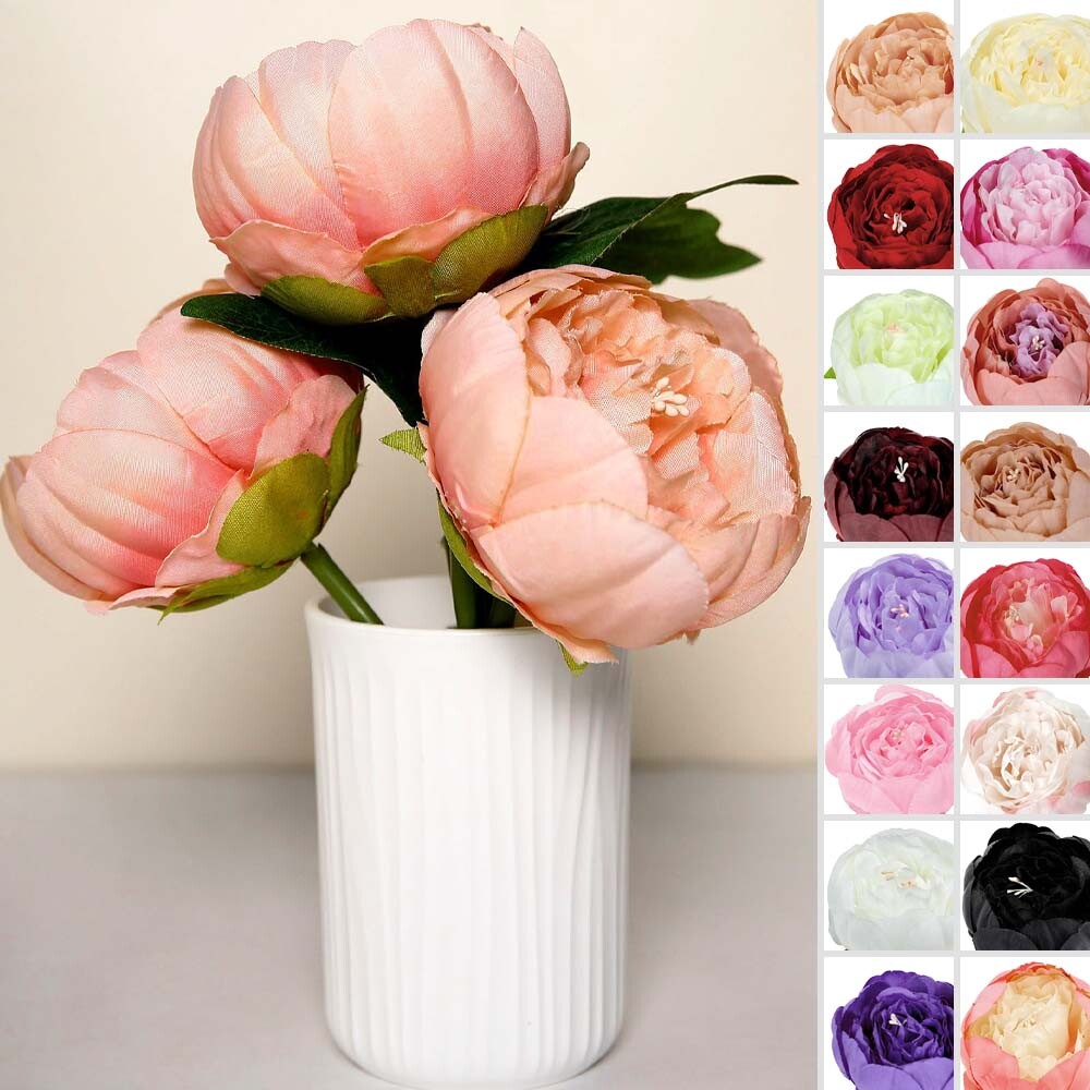 10 pcs 3-Inch Artificial Faux SILK PEONY FLOWER Heads Wedding Party Supplies