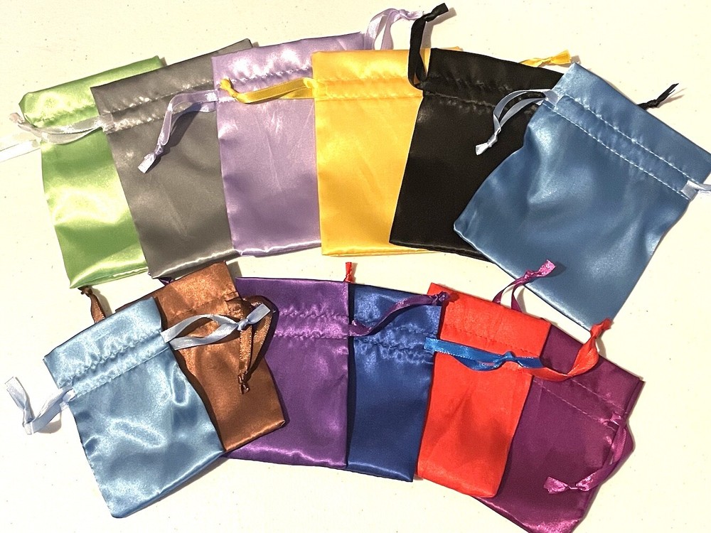 (10 PACK) SATIN BAGS soft party favor wedding gift wrap jewelry drawstring pouch