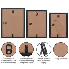 Americanflat Set of 3 Picture Frames – Includes 4×6, 5×7, 6×8 Frames – Black …