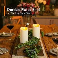 2PC Outdoor Waterproof LED Flameless Candles 6in Ivory White Remote Timer stable