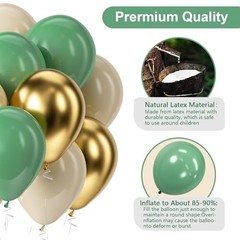 Sage Green Gold White Balloons Kit 60pcs 12 in Sage Green Gold and Sand White