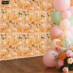 12 Pack Champagne Warm Tones Artificial Flower Panels Durable Fade Proof Decor