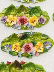 12 Antique Porcelain Place Card Holders Staffordshire England – Gorgeous!