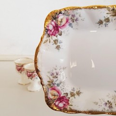 Queen Anne Bone China Egg Cups with Underplate – English Floral Breakfast Set