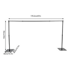New Photo Backdrop Black Heavy Duty Stand Kit With Weighted Steel Base 8 X 10ft