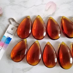 12Pcs Amber 46mm Crystal Smooth Drop Pendant Prism Chandelier Lamp Lighting Part