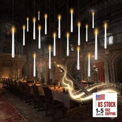 Flameless Floating Candles with Wand，20 Pcs Magic LED Hanging Taper White-20pcs