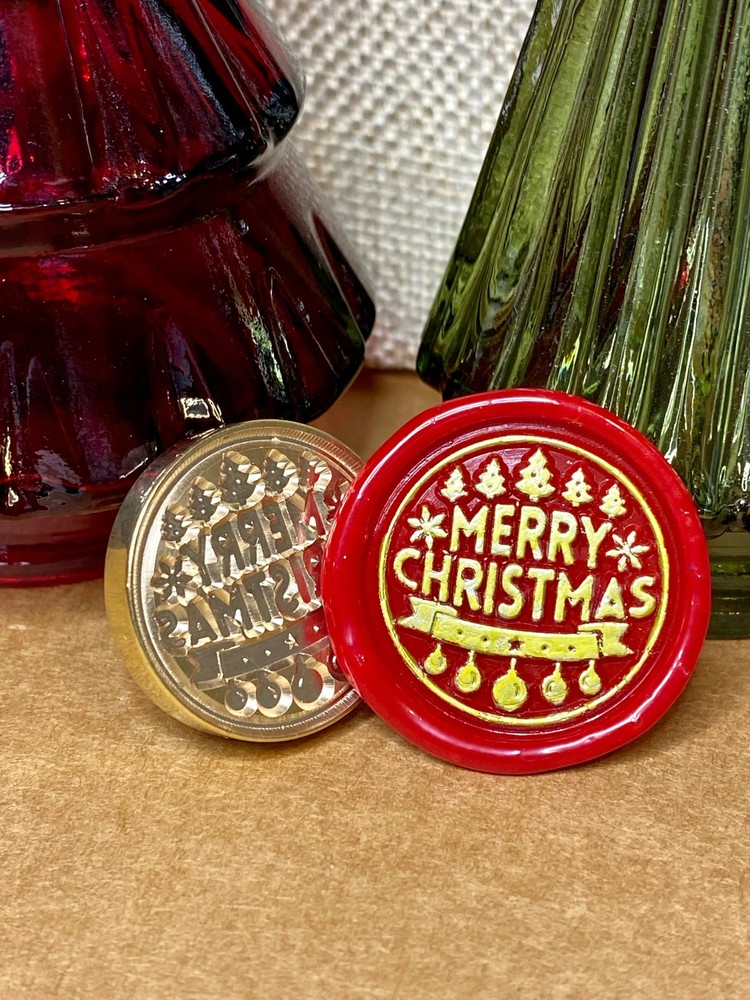 Merry Christmas Trees & Ornaments Wax Seal Stamp