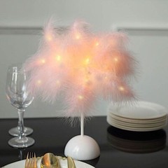 15″ Feather Desk Lamp Decorative LED Light Table Centerpiece Home Supplies