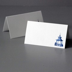 25 PCS Place Cards Blue White Gazebo Pagoda Wedding Table Tent Style