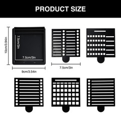Sticky Note Stencil and Holder with Five Different Stencil, 3×3 inches, Black