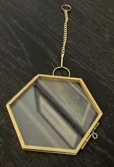Vintage Hanging Hexagon Pressed Flower Photo Keepsake Frame, 3.5”