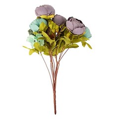 DUSTY BLUE 2 Bouquets 19″ Silk Peony FLOWERS Artificial Floral Bushes Party
