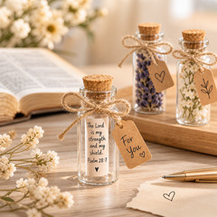 Mini Glass Bottles 10ml Cork Vials Wedding Favors w/ Tags String 100pc Bulk Wish