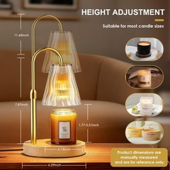 Candle Warmer Lamp with Timer Dimmer, Birthday Standard/ Portable, Amber-gold