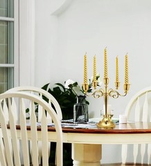 FANWNKI 5-Candle Metal Candelabra 10.2 Inch Tall Candlestick Gold-regular