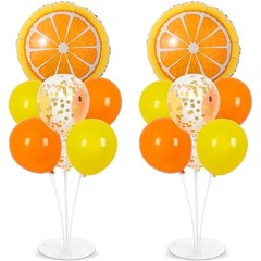 Little Cutie Fruit Party Balloons Stand Kit 2 Sets With 2 Slice Foil Orange