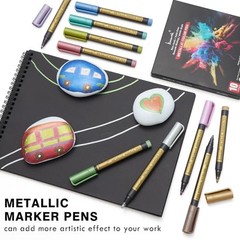 Metallic Marker Pens – Colors Medium Point Metallic Markers for Rock 10