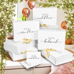 Bridesmaid Proposal Boxes Set W/ Gift Card Ribbon Perfect Wedding Party New