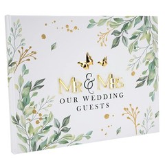 Ivory White Wedding Day Guest Book With Shiny Gold 3d Mr And Mrs Letters And Gre