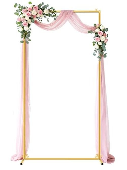 Gold Wedding Arch Backdrop Stand, 6.6 * 3.3FT Square Backdrop 6.6×3.3 FT (HxW)
