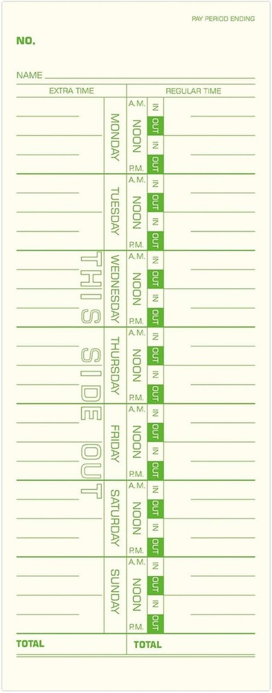 Weekly Time Cards 1-Sided, 3-1/2″ x 9″, Named Days, 1000-Count,Time Cards for…