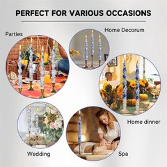 Gedengni Spiral Candle Sticks Printed Candlestick,Set of 4 Long 2D4T-BLUFLW